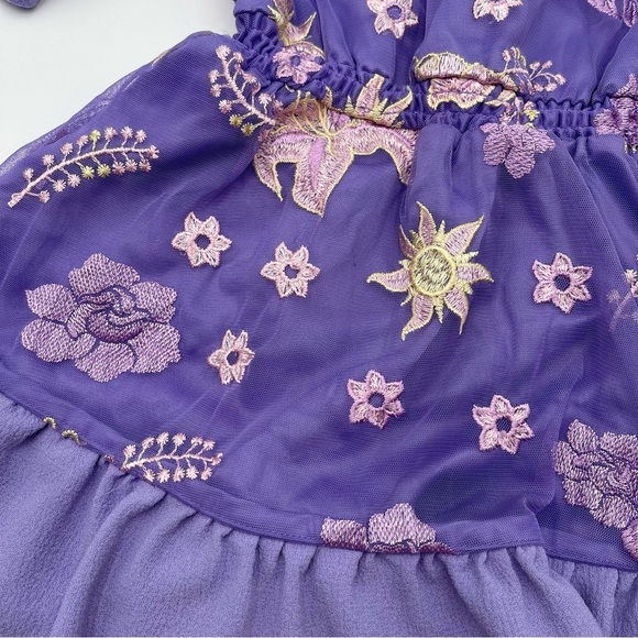 Disney Rapunzel Dress Girls Size 5/6 Disney Store Tangled Princess Purple Floral - Picture 5 of 13
